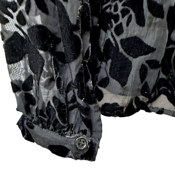 DREW Womens Top Size Small Black Burnout Velvet Blouse Long Sleeve - Picture 9 of 9